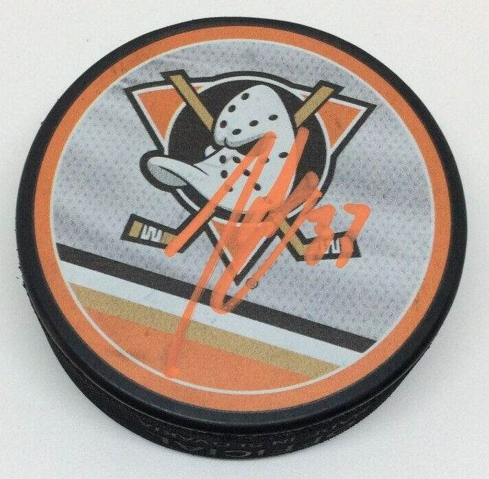 JAKOB SILFVERBERG SIGNED ANAHEIM DUCKS HOCKEY PUCK W/ CASE COA