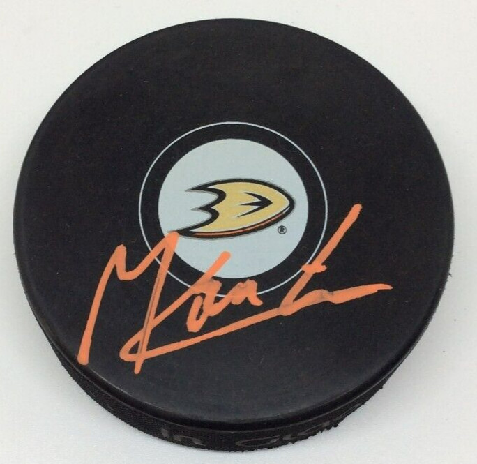 MAXIME COMTOIS SIGNED ANAHEIM DUCKS HOCKEY PUCK W/ CASE COA