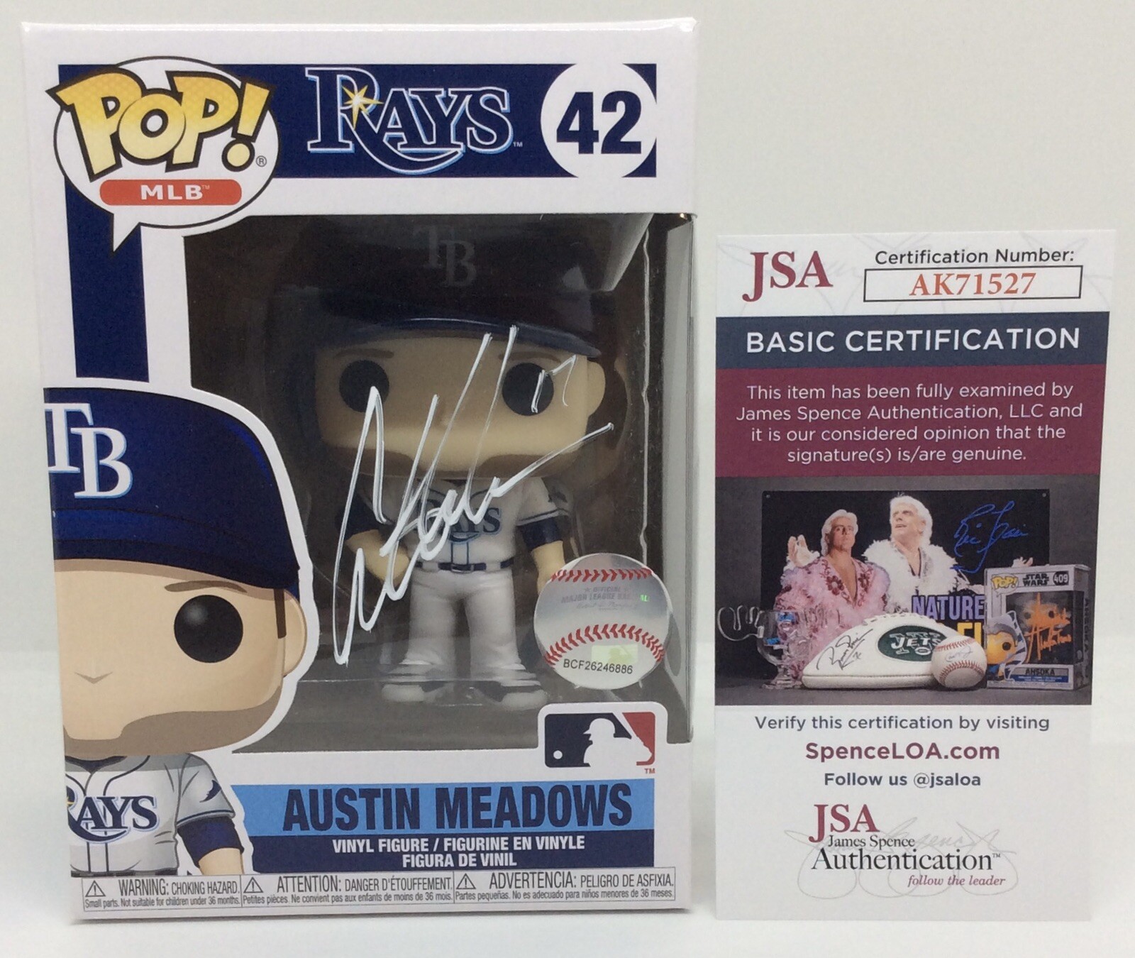 AUSTIN MEADOWS SIGNED MLB POP FUNKO FIGURE TAMPA BAY RAYS BASEBALL JSA COA