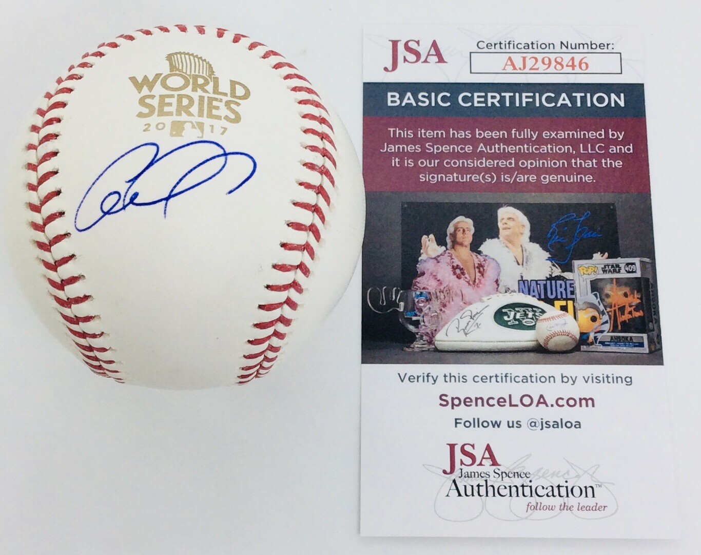 CARLOS CORREA SIGNED RAWLINGS 2017 WORLD SERIES BASEBALL HOUSTON ASTROS JSA COA