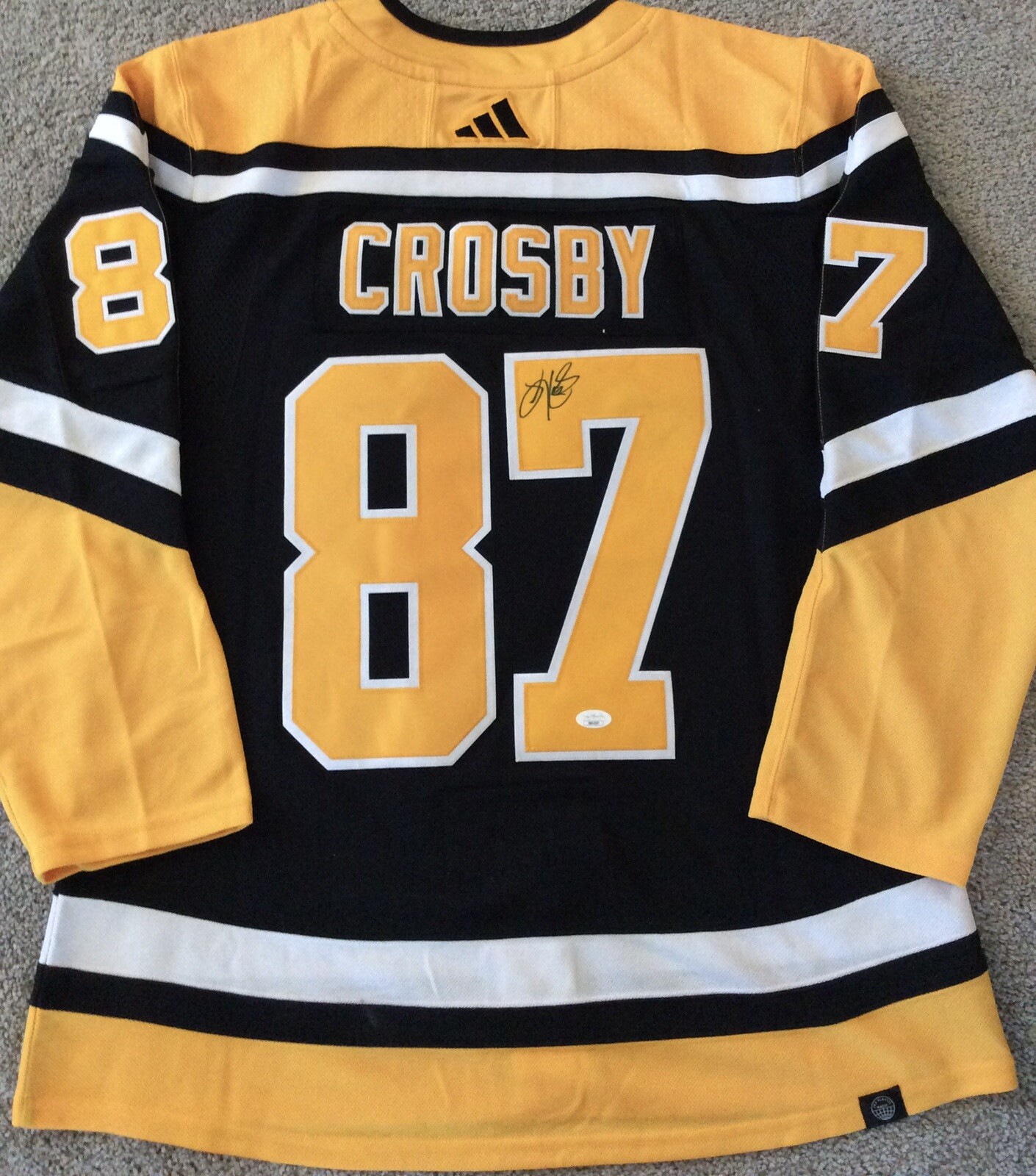SIDNEY CROSBY SIGNED PITTSBURGH PENGUINS ADIDAS REVERSE RETRO HOCKEY JERSEY JSA