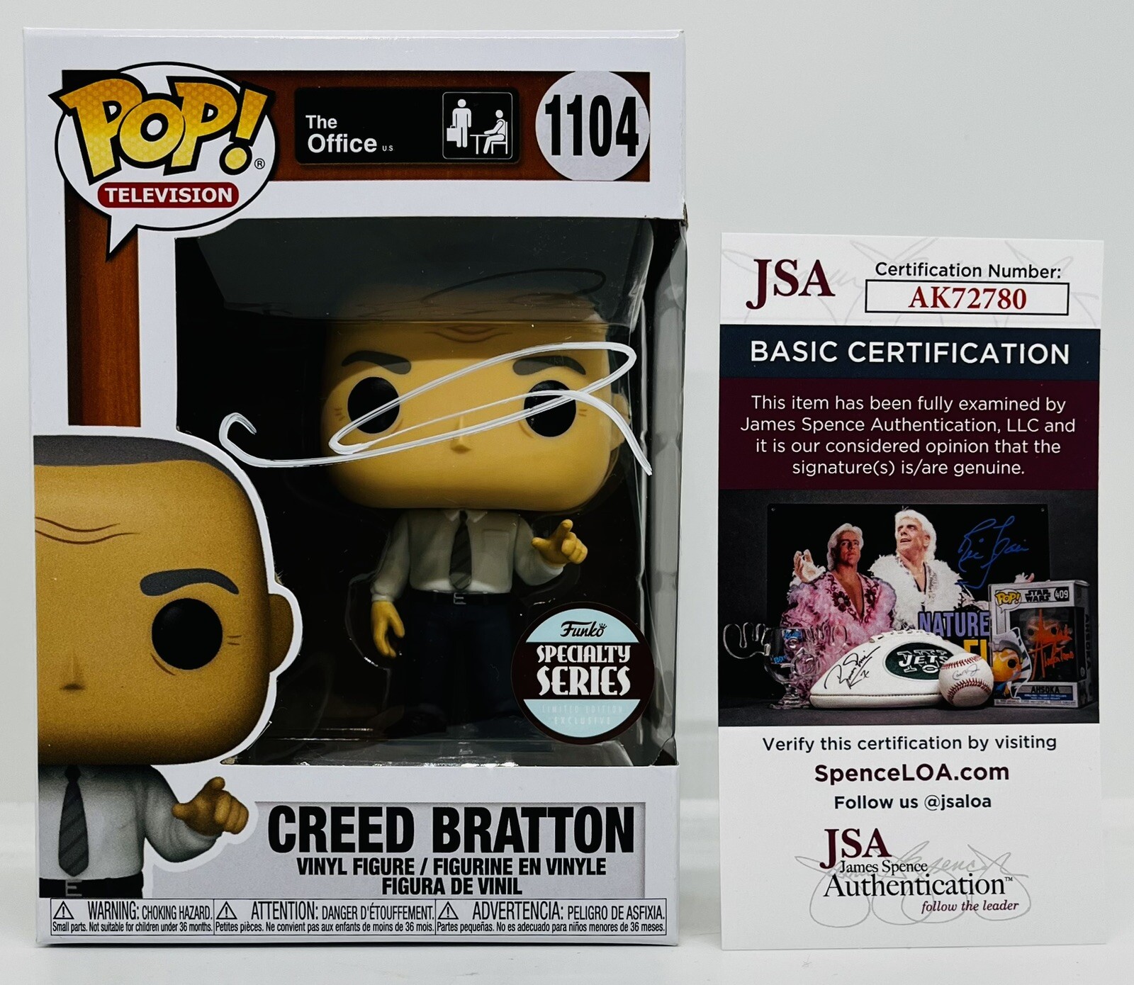 CREED BRATTON SIGNED CREED BRATTON POP FUNKO FIGURE THE OFFICE TV SHOW JSA COA