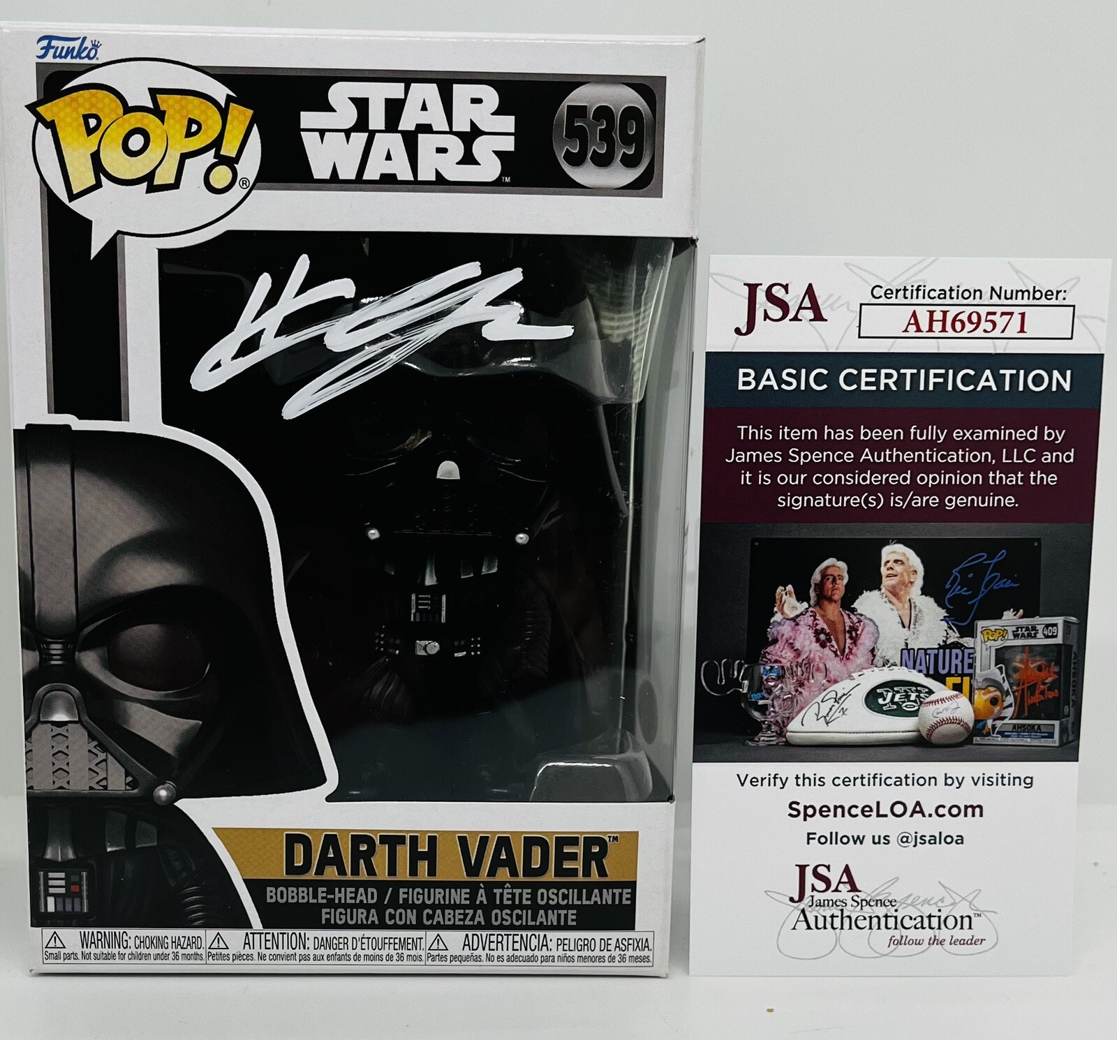 HAYDEN CHRISTENSEN SIGNED DARTH VADER POP FUNKO FIGURE STAR WARS JSA COA