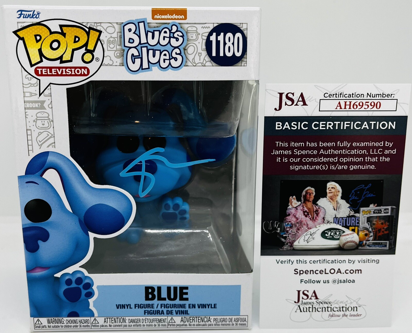 STEVE BURNS SIGNED BLUE FUNKO POP FIGURE BLUE'S CLUES TV SHOW JSA COA