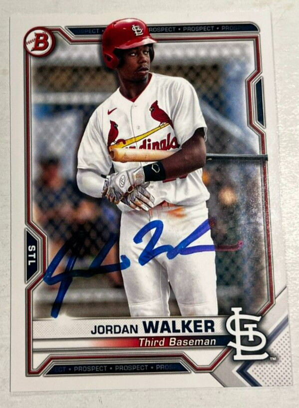JORDAN WALKER SIGNED 2021 BOWMAN BASEBALL CARD ROOKIE AUTO