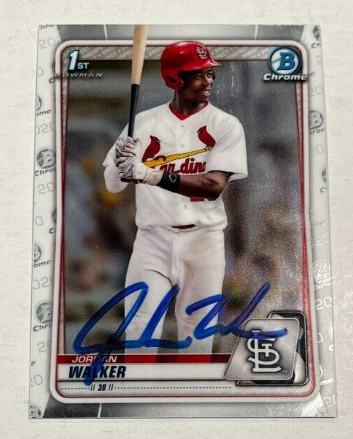 JORDAN WALKER SIGNED 2020 BOWMAN CHROME DRAFT BASEBALL CARD ROOKIE AUTO