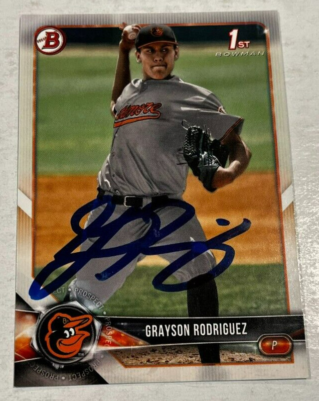 GRAYSON RODRIGUEZ SIGNED 2018 BOWMAN DRAFT BASEBALL CARD ROOKIE AUTO