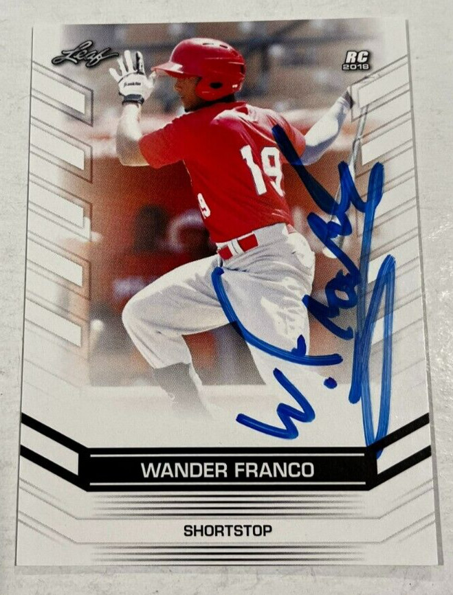 WANDER FRANCO SIGNED 2018 LEAF BASEBALL ROOKIE CARD AUTO COLLECTIBLE MEMORABILIA