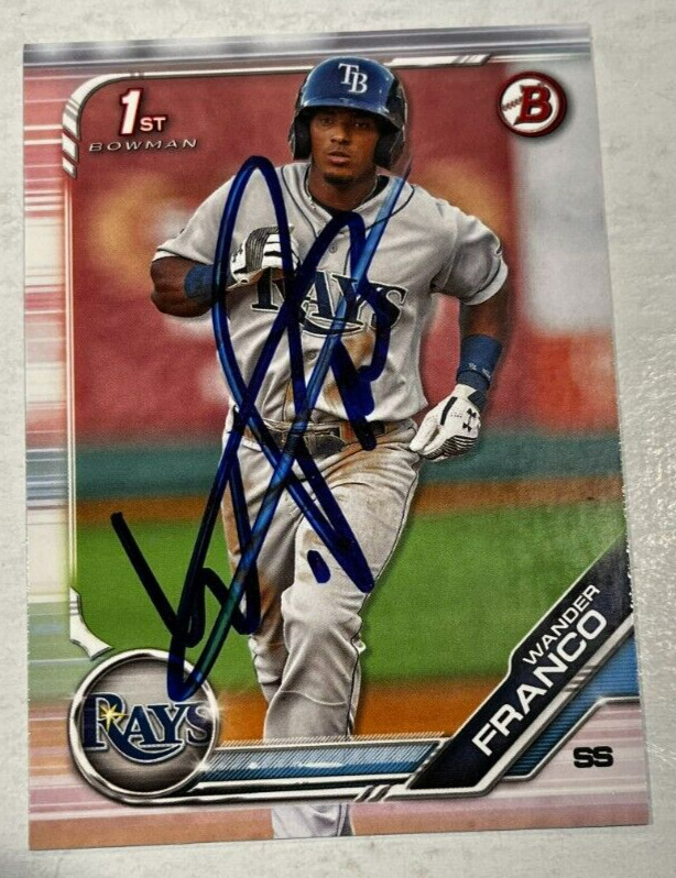 WANDER FRANCO SIGNED 2019 BOWMAN BASEBALL ROOKIE CARD AUTO COLLECTIBLE MEMORABILIA