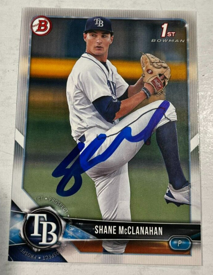 SHANE MCCLANAHAN SIGNED 2018 BOWMAN DRAFT BASEBALL ROOKIE CARD AUTO