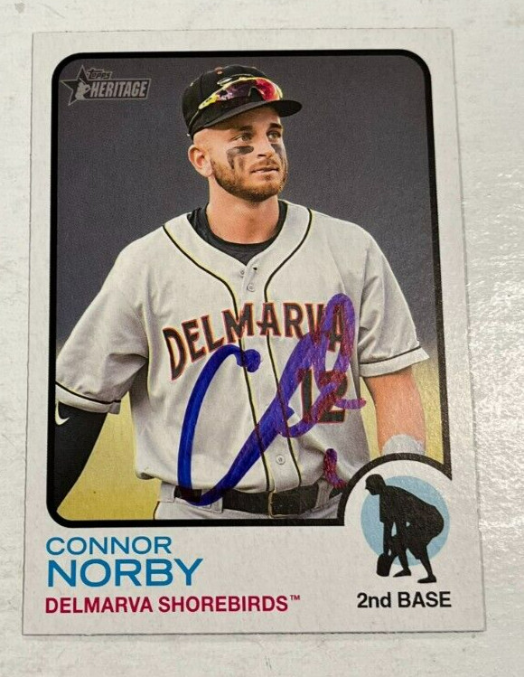 CONNOR NORBY SIGNED 2022 TOPPS HERITAGE MINOR LEAGUE BASEBALL ROOKIE CARD AUTO