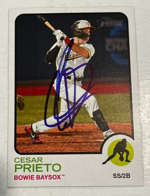 CESAR PRIETO SIGNED 2022 TOPPS HERITAGE MINOR LEAGUE BASEBALL CARD AUTO