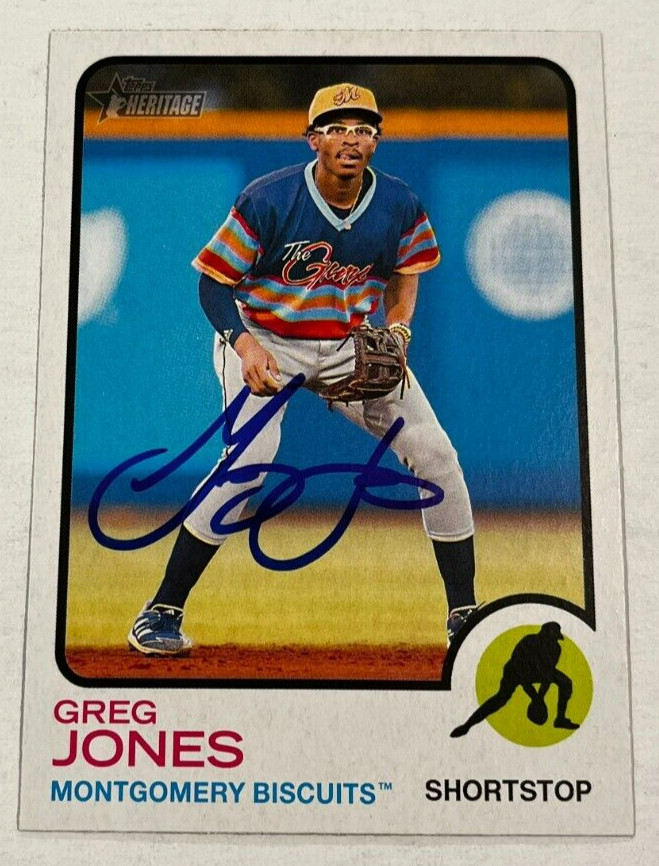 GREG JONES SIGNED 2022 TOPPS HERITAGE MINOR LEAGUE BASEBALL CARD AUTO