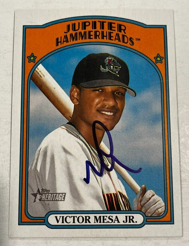 VICTOR MESA JR SIGNED 2021 TOPPS HERITAGE MINOR LEAGUE BASEBALL CARD AUTO