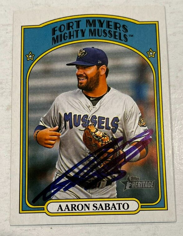 AARON SABATO SIGNED 2021 TOPPS HERITAGE MINOR LEAGUE BASEBALL CARD AUTO