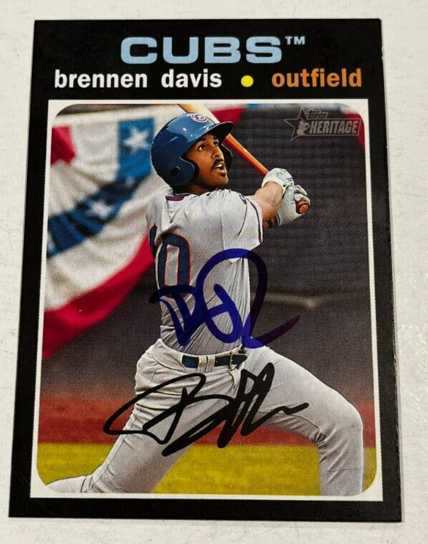 BRENNEN DAVIS SIGNED 2020 TOPPS HERITAGE MINOR LEAGUE BASEBALL CARD AUTO