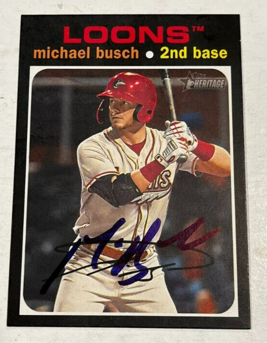 MICHAEL BUSCH SIGNED 2020 TOPPS HERITAGE MINOR LEAGUE BASEBALL CARD AUTO