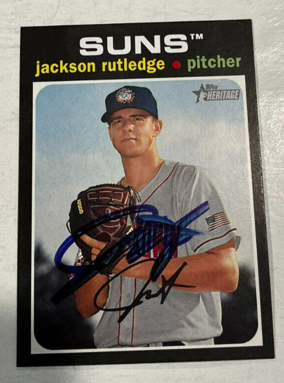JACKSON RUTLEDGE SIGNED 2020 TOPPS HERITAGE MINOR LEAGUE BASEBALL CARD AUTO