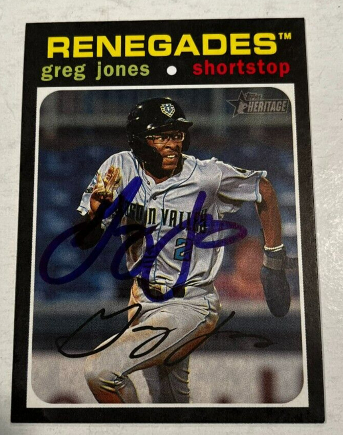 GREG JONES SIGNED 2020 TOPPS HERITAGE MINOR LEAGUE BASEBALL CARD AUTO