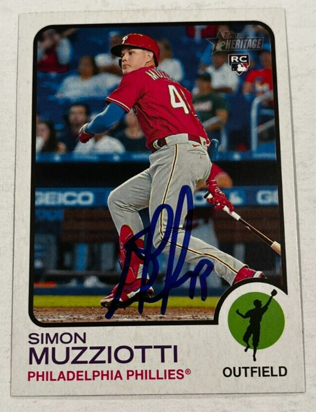 SIMON MUZZIOTTI SIGNED 2022 TOPPS HERITAGE BASEBALL CARD AUTO