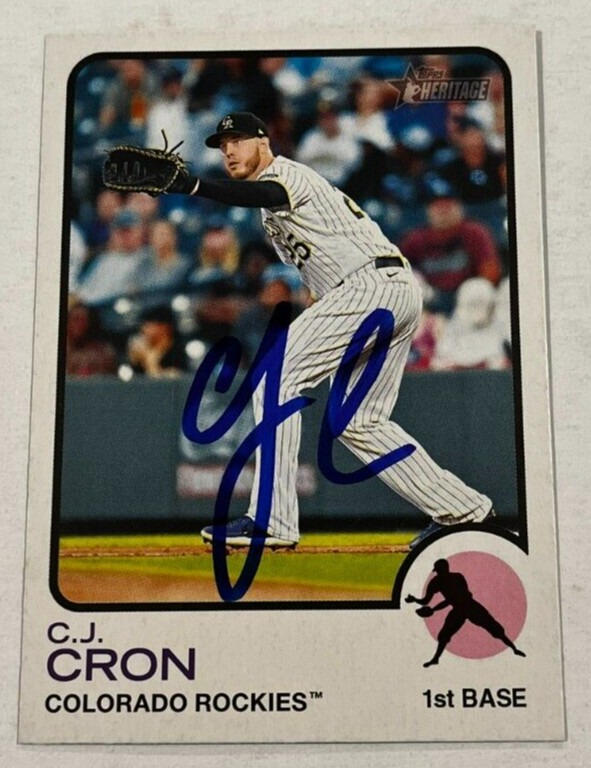 CJ CRON SIGNED 2022 TOPPS HERITAGE BASEBALL CARD AUTO COLLECTIBLE MEMORABILIA