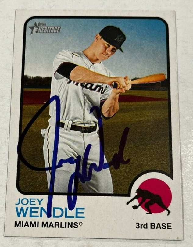 JOEY WENDLE SIGNED 2022 TOPPS HERITAGE BASEBALL CARD AUTO