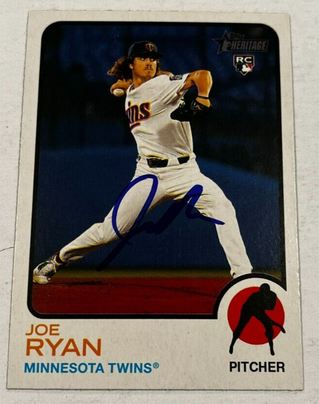 JOE RYAN SIGNED 2022 TOPPS HERITAGE BASEBALL CARD AUTO COLLECTIBLE MEMORABILIA