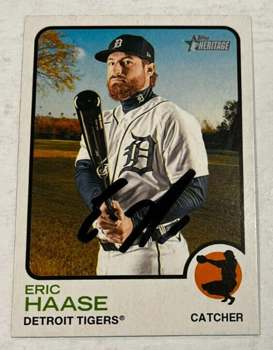 ERIC HAASE SIGNED 2022 TOPPS HERITAGE BASEBALL CARD AUTO