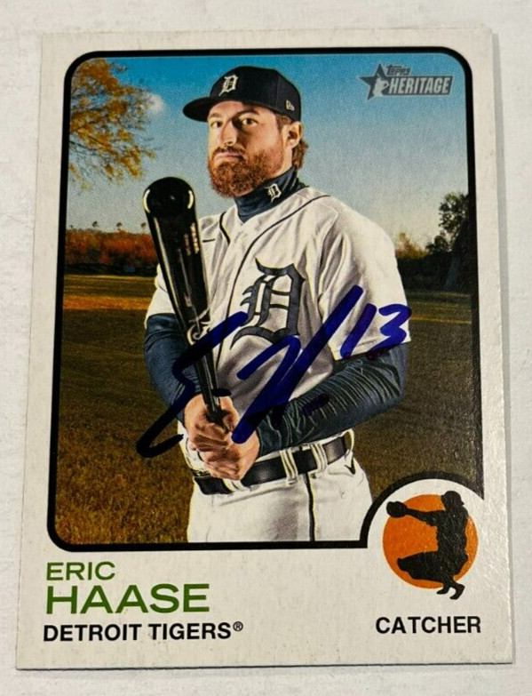 ERIC HAASE SIGNED 2022 TOPPS HERITAGE BASEBALL CARD AUTO COLLECTIBLE MEMORABILIA