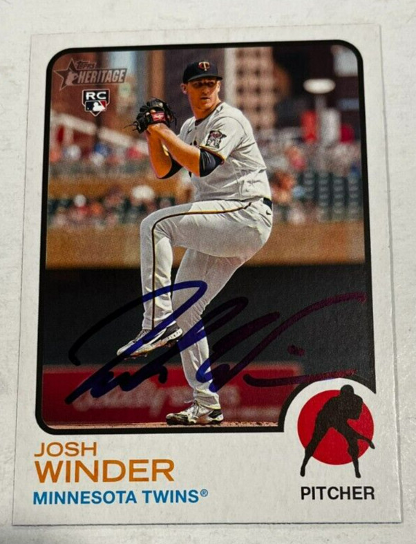 JOSH WINDER SIGNED 2022 TOPPS HERITAGE BASEBALL CARD AUTO