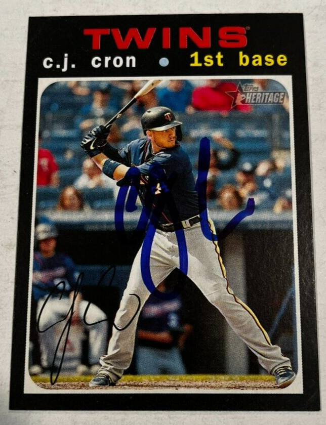 CJ CRON SIGNED 2020 TOPPS HERITAGE BASEBALL CARD AUTO