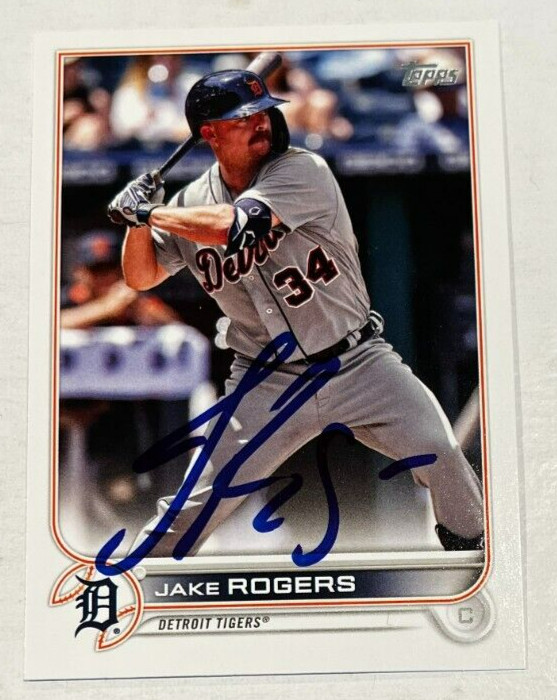 JAKE ROGERS SIGNED 2022 TOPPS BASEBALL CARD AUTOGRAPH AUTO