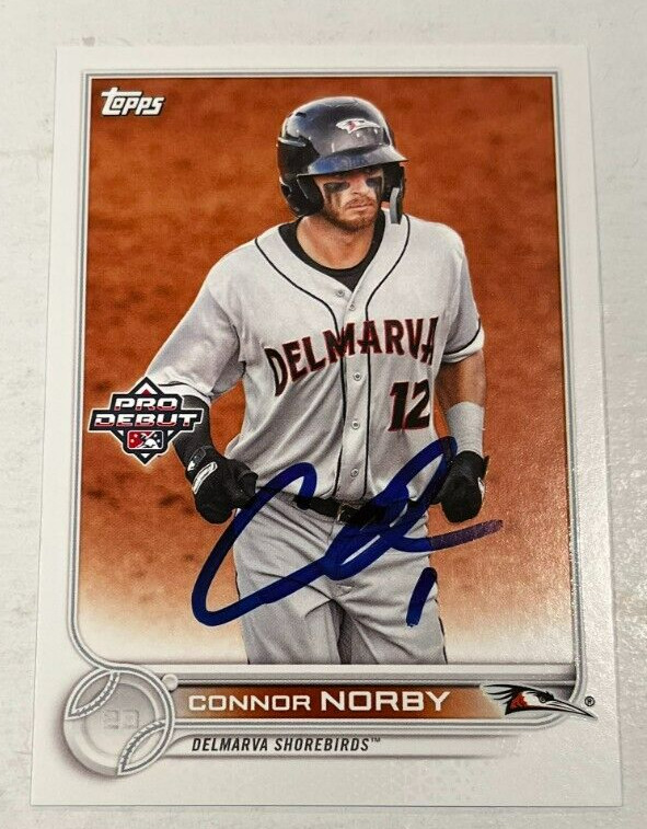 CONNOR NORBY SIGNED 2022 TOPPS PRO DEBUT BASEBALL CARD AUTOGRAPH AUTO