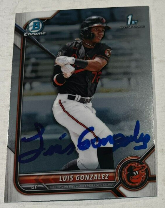 LUIS GONZALEZ SIGNED 2022 BOWMAN CHROME PROSPECT BASEBALL CARD ROOKIE AUTO
