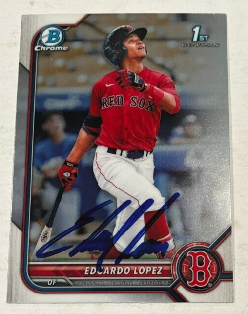 EDUARDO LOPEZ SIGNED 2022 BOWMAN CHROME PROSPECT BASEBALL CARD ROOKIE AUTO