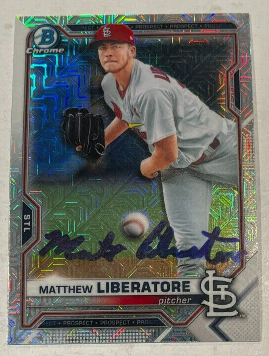 MATTHEW LIBERATORE SIGNED 2021 BOWMAN CHROME BASEBALL CARD ROOKIE AUTO