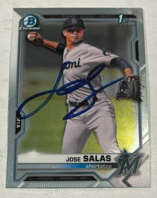 JOSE SALAS SIGNED 2021 BOWMAN CHROME BASEBALL CARD ROOKIE AUTO