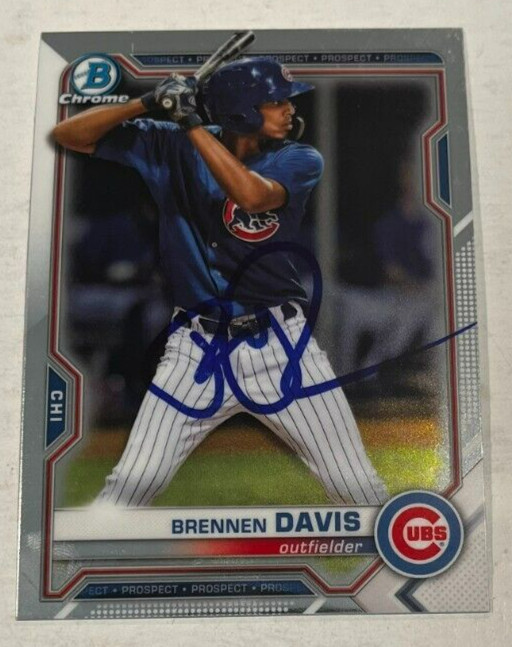 BRENNEN DAVIS SIGNED 2021 BOWMAN CHROME BASEBALL CARD ROOKIE AUTO