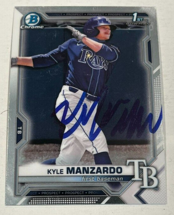 KYLE MANZARDO SIGNED 2021 BOWMAN CHROME DRAFT BASEBALL CARD AUTO