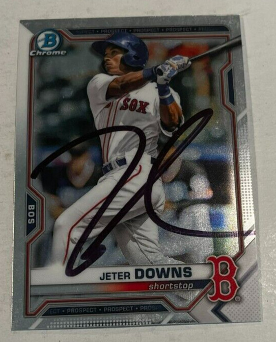 JETER DOWNS SIGNED 2021 BOWMAN CHROME DRAFT BASEBALL CARD AUTO