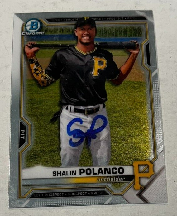SHALIN POLANCO SIGNED 2021 BOWMAN CHROME DRAFT BASEBALL CARD AUTO