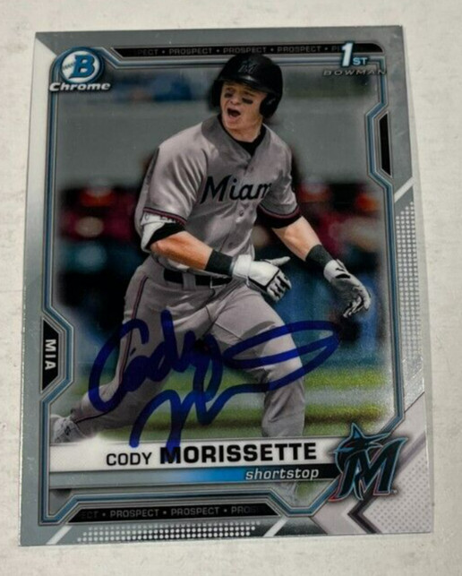 CODY MORISSETTE SIGNED 2021 BOWMAN CHROME DRAFT BASEBALL CARD AUTO
