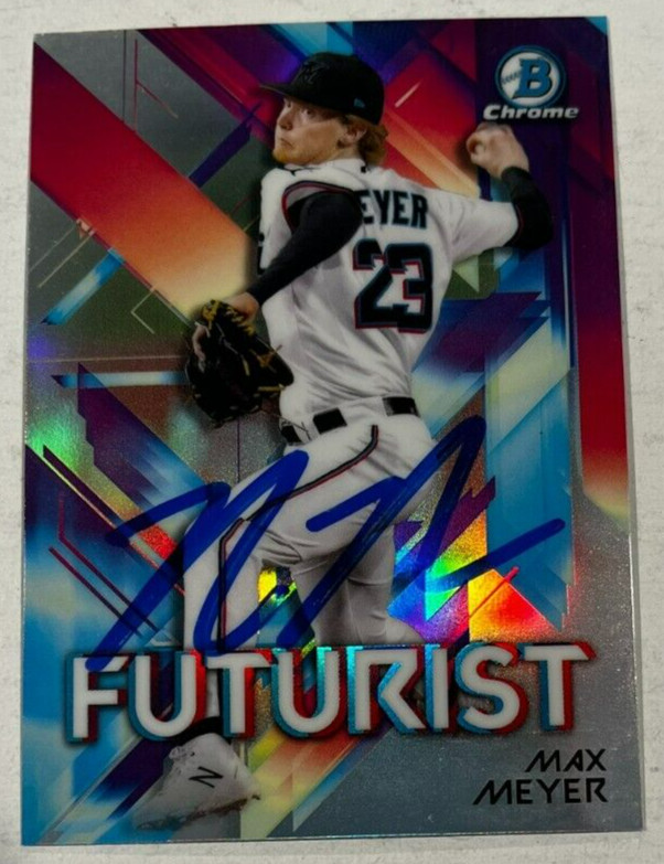 MAX MEYER SIGNED 2021 BOWMAN CHROME FUTURIST BASEBALL ROOKIE CARD AUTO