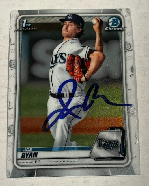 JOE RYAN SIGNED 2020 BOWMAN CHROME PROSPECT ROOKIE CARD AUTO