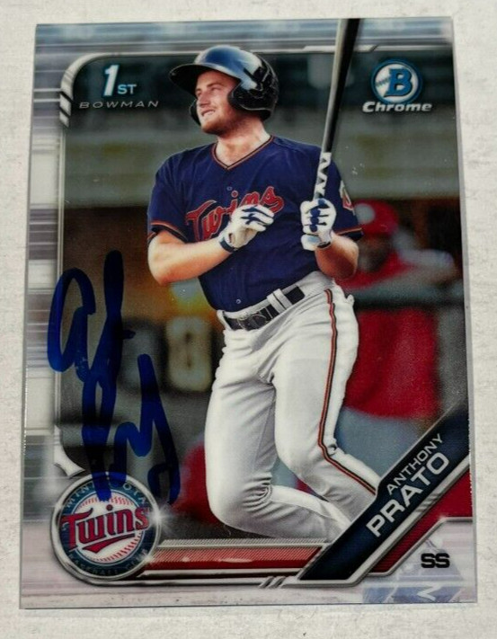 ANTHONY PRATO SIGNED 2019 BOWMAN CHROME DRAFT PROSPECT BASEBALL CARD AUTO
