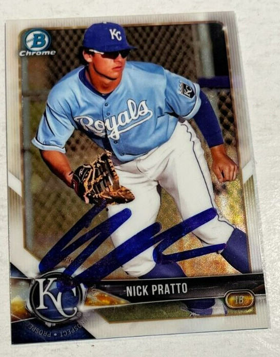 NICK PRATTO SIGNED 2018 BOWMAN CHROME PROSPECT BASEBALL CARD AUTO