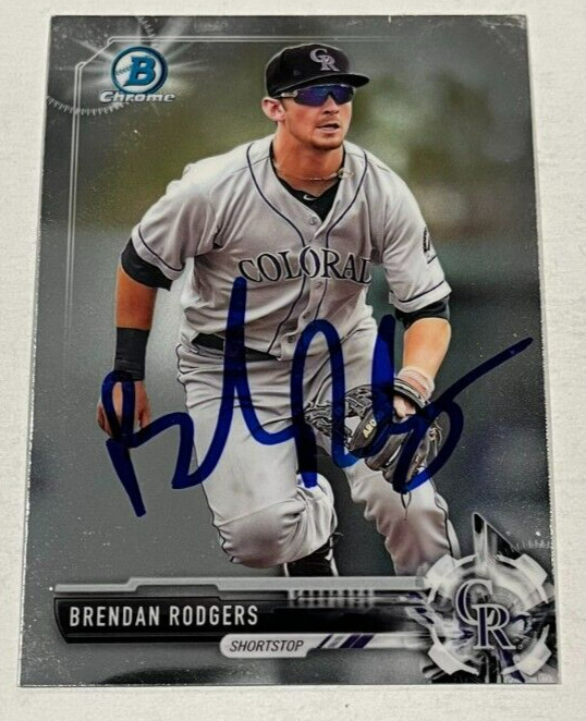BRENDAN RODGERS SIGNED 2017 BOWMAN CHROME PROSPECT CARD AUTO