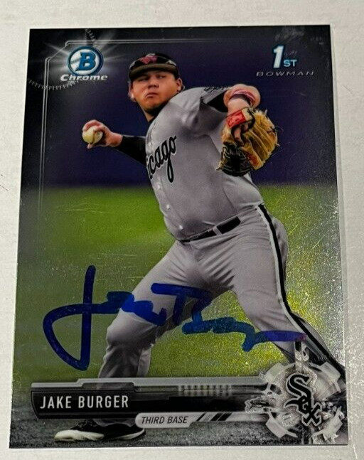 JAKE BURGER SIGNED 2017 BOWMAN CHROME DRAFT PROSPECT CARD AUTO
