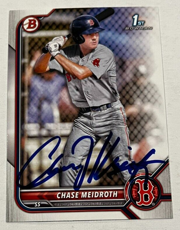 CHASE MEIDROTH SIGNED 2022 BOWMAN DRAFT PROSPECT BASEBALL CARD AUTO