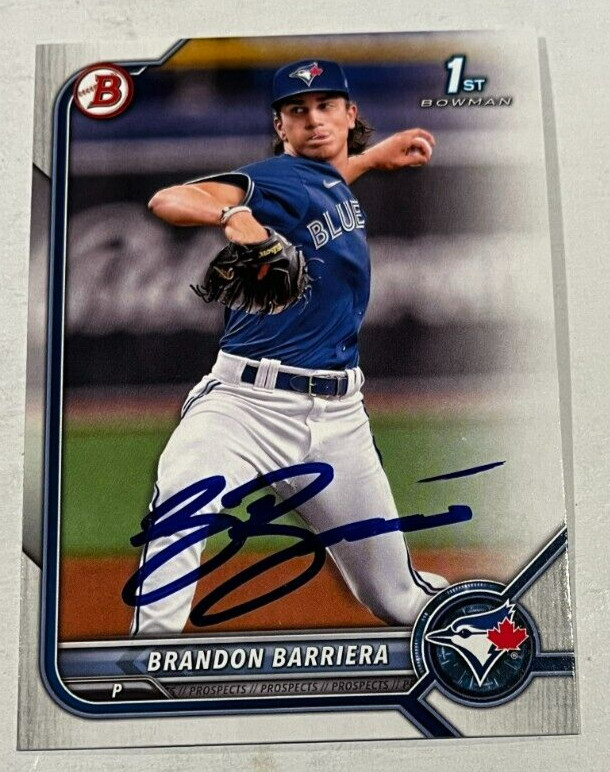 BRANDON BARRIERA SIGNED 2022 BOWMAN DRAFT PROSPECT BASEBALL CARD AUTO